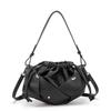 Black Woven Drawstring Bucket Bag Women 2026 Minimalist Crossbody Shoulder Casual Office Commute Small Purse