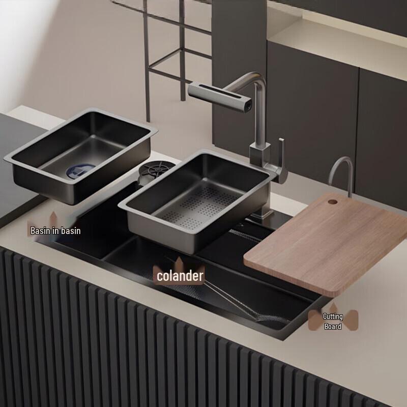 Textured Gunmetal Grey Kitchen Sink Set