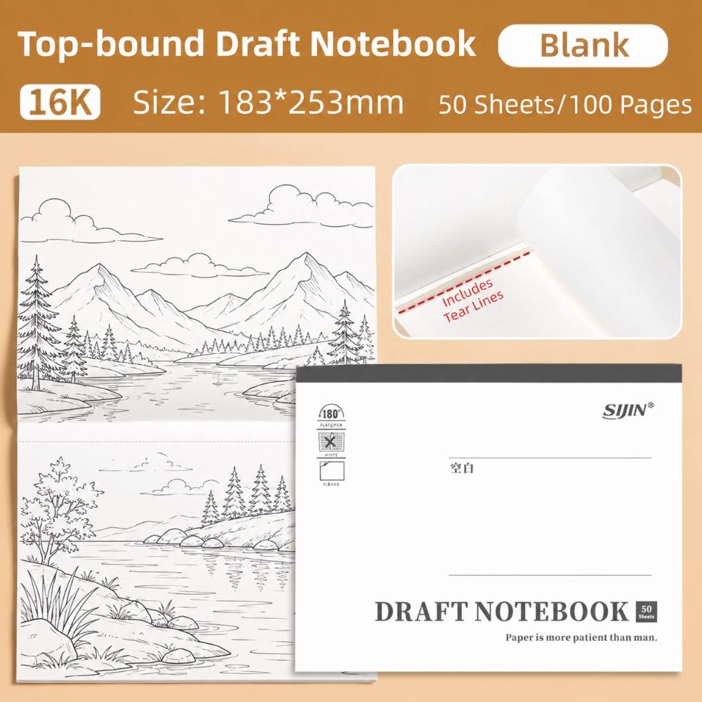 50 Sheets Flip-Up Draft Notebook 16K Note Paper Multi-purpose Draft Book Students