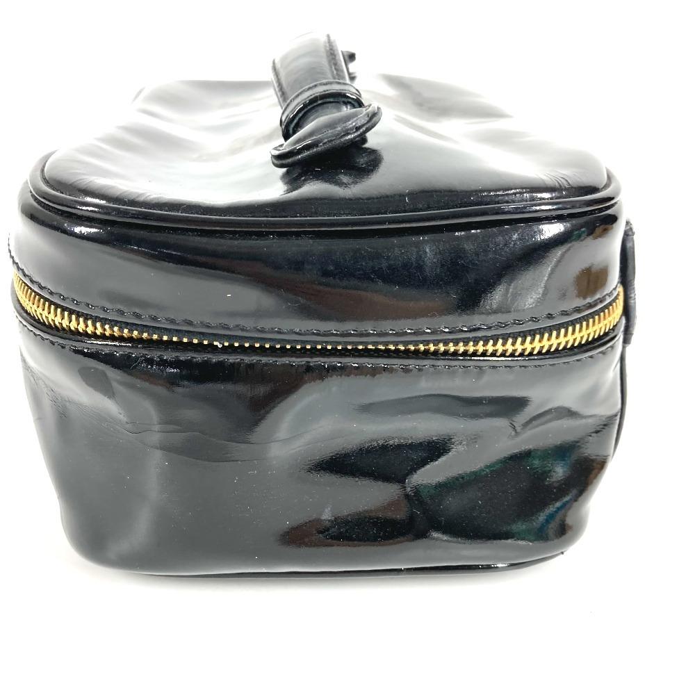CHANEL Monogram Vanity bag CC CC Mark logo Bag Hand Bag Hand Bag enamel Black