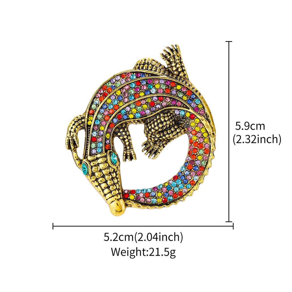Premium Animal Crocodile Brooch Men's Clothing Accessories Metal Diamond Pin Wholesale Accessories Women's Bag Decoration
