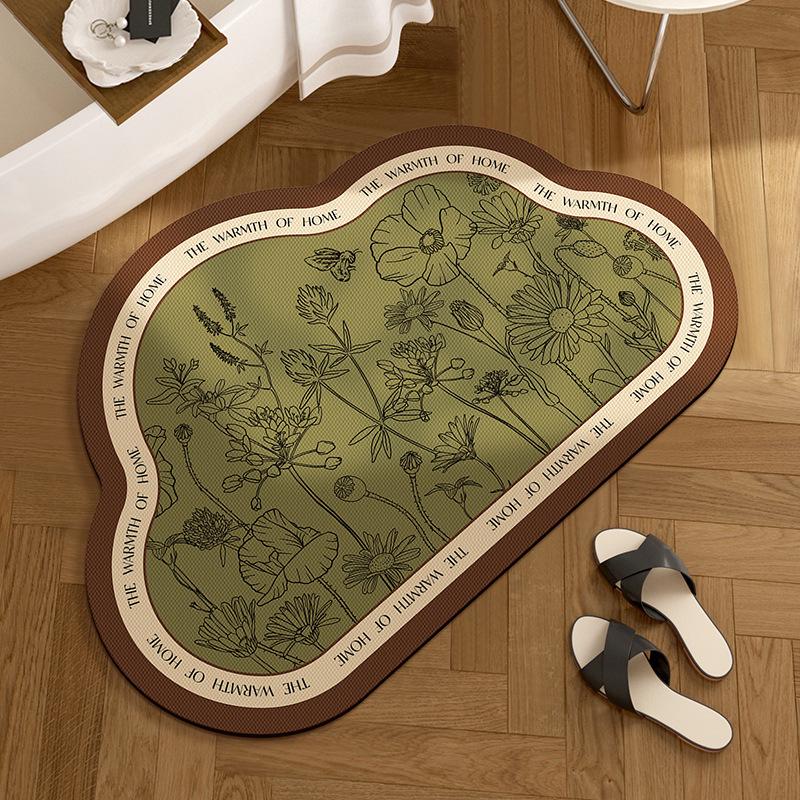 American Retro Diatomaceous Earth Bathroom Floor Mat - Absorbent, Non-Slip, Stain & Wear Resistant, Easy Care for Toilet Entrance