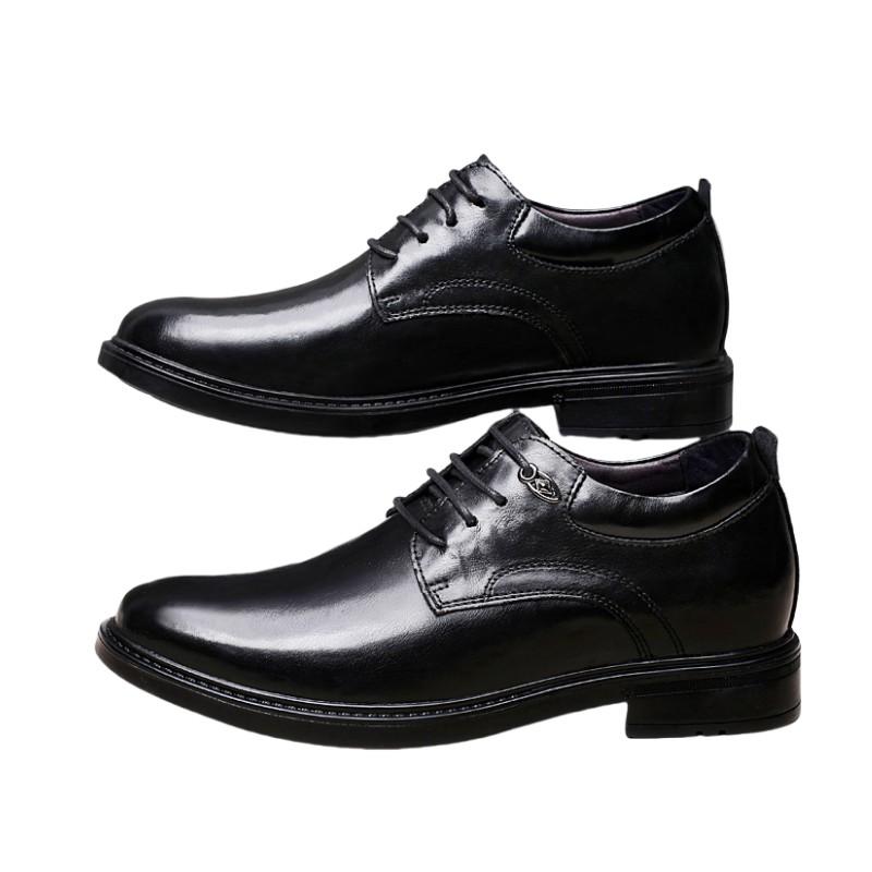 

Туфли-бустеры Кожаные Туфли на платформе Деловые Мужские Кроссовки Лифт Массивные Увеличение роста 6 см Большой размер 35-47 35 чёрный