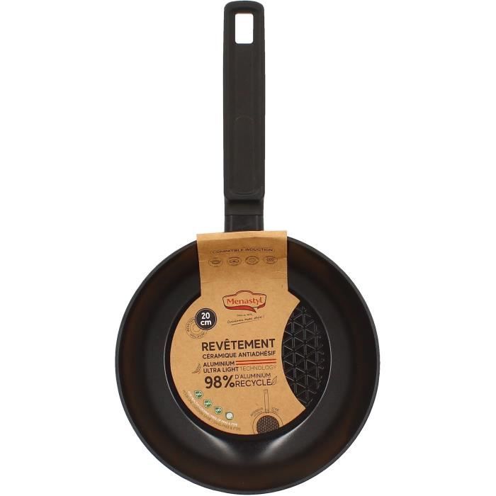 Poele - MENASTYL - 6020635 - En aluminium forgé - 20 cm - Noir - Tous feux dont induction