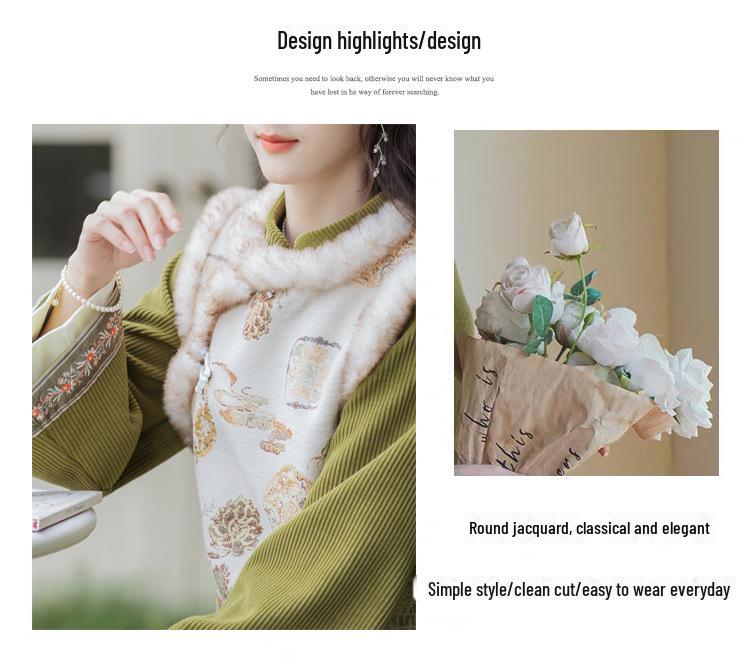 Podzimní dámský dvoudílný oblek ve stylu čínského cheongsam - Sezónní edice