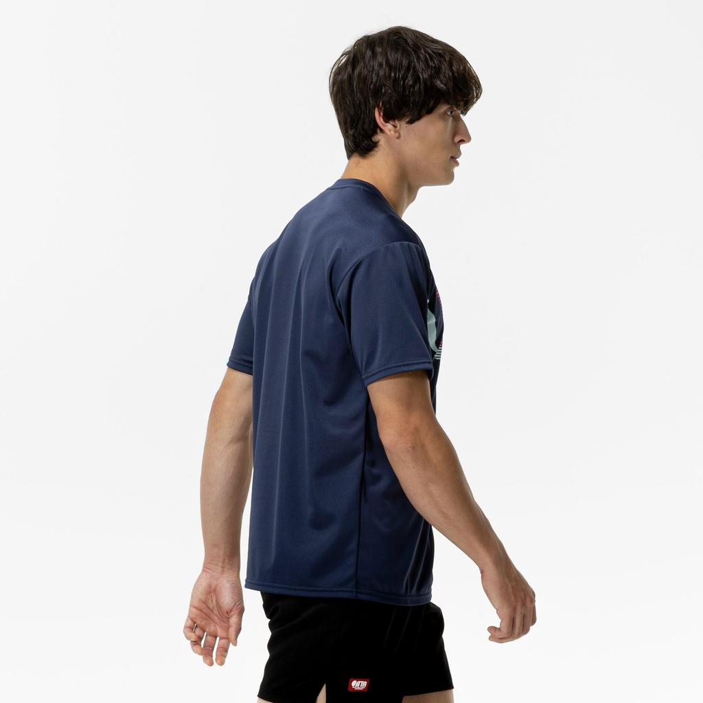 Mizuno Table Tennis Game Short JTTA Dress Navy Shirt, Sleeve, Certified, Moisture-Wicking, Quick-Drying, Unisex, 82JAC111,