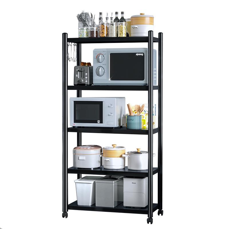 Floor-standing Detachable Kitchen Storage Rack with Wheels and Pot Holder for Microwave and Oven