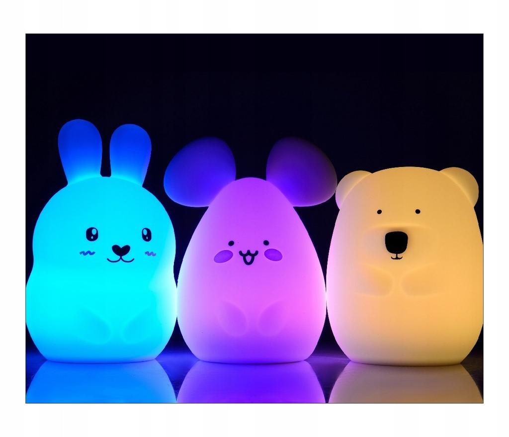 Silikonowa Lampka Nocna Królik Dla Dzieci Led Usb + Pilot
