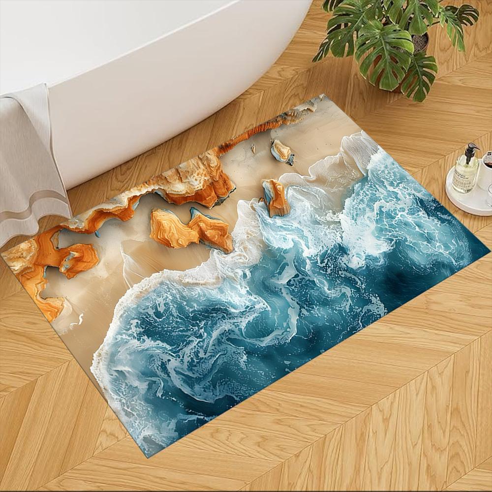 Ocean Waves Meeting Sand Non-Slip Home Carpet Design for Office Decor Living Room Gift