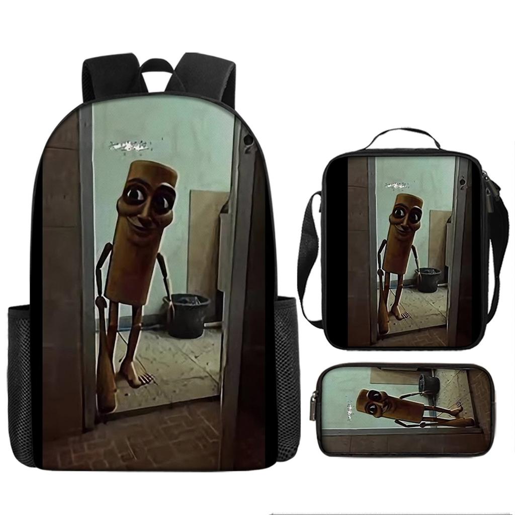 Three-pack Lightweight Children's School Bag Set, School Bag + Lunch Bag + Pencil Bag, Printed School Bag Set