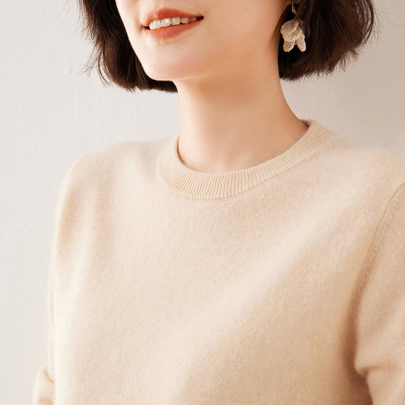 2025 A/W Cashmere Round Neck Knitwear - Soft Fluffy Loose Long Sleeve Pullover Sweater