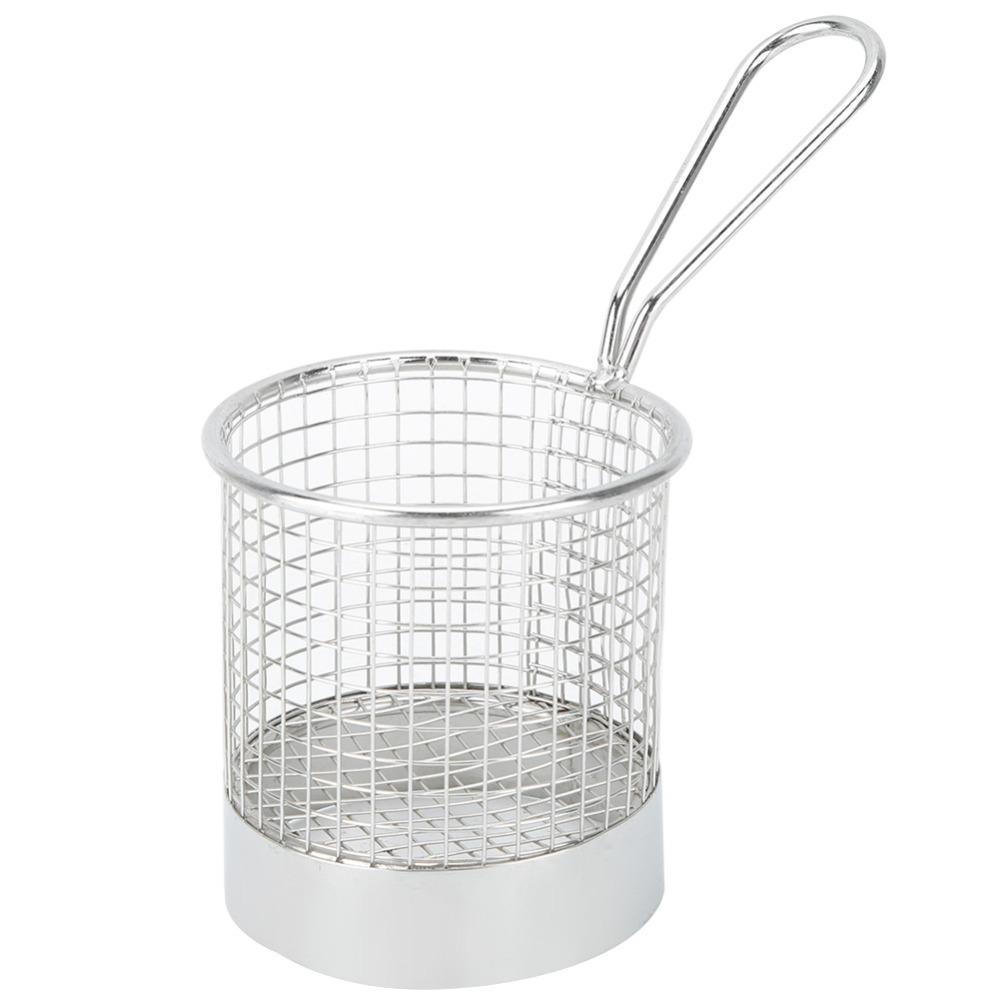 

With Handle French Fry Basket Stainless Steel Fries Holder Food Container Restaurant