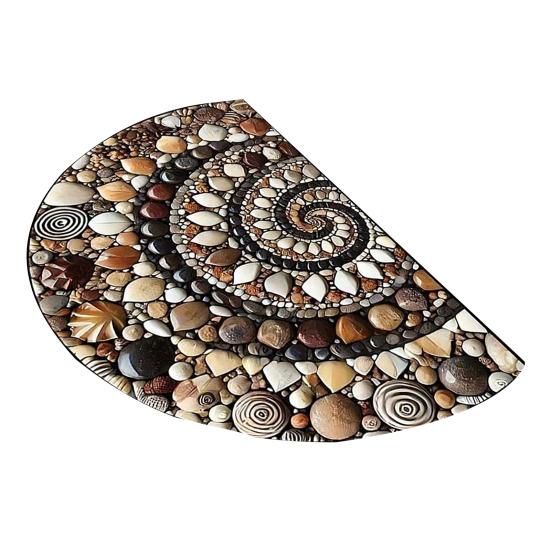 Fußmatte Rutschfest Stabiles Design Farbecht Saugfähig 3D-Illusions-Teppich Halbkreis Wohnzimmer Schlafzimmer Eingang Dekorativer Fußabtreter