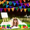WTEMPO DIY Bunte Dreiecksflaggen Wimpelketten für Festliche Karneval Weihnachten Geburtstag Hochzeit Halloween Feiertage Innen Außen Partyzubehör