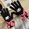 Women's Fingerless Touchscreen Cute Cartoon Christmas Red Gloves