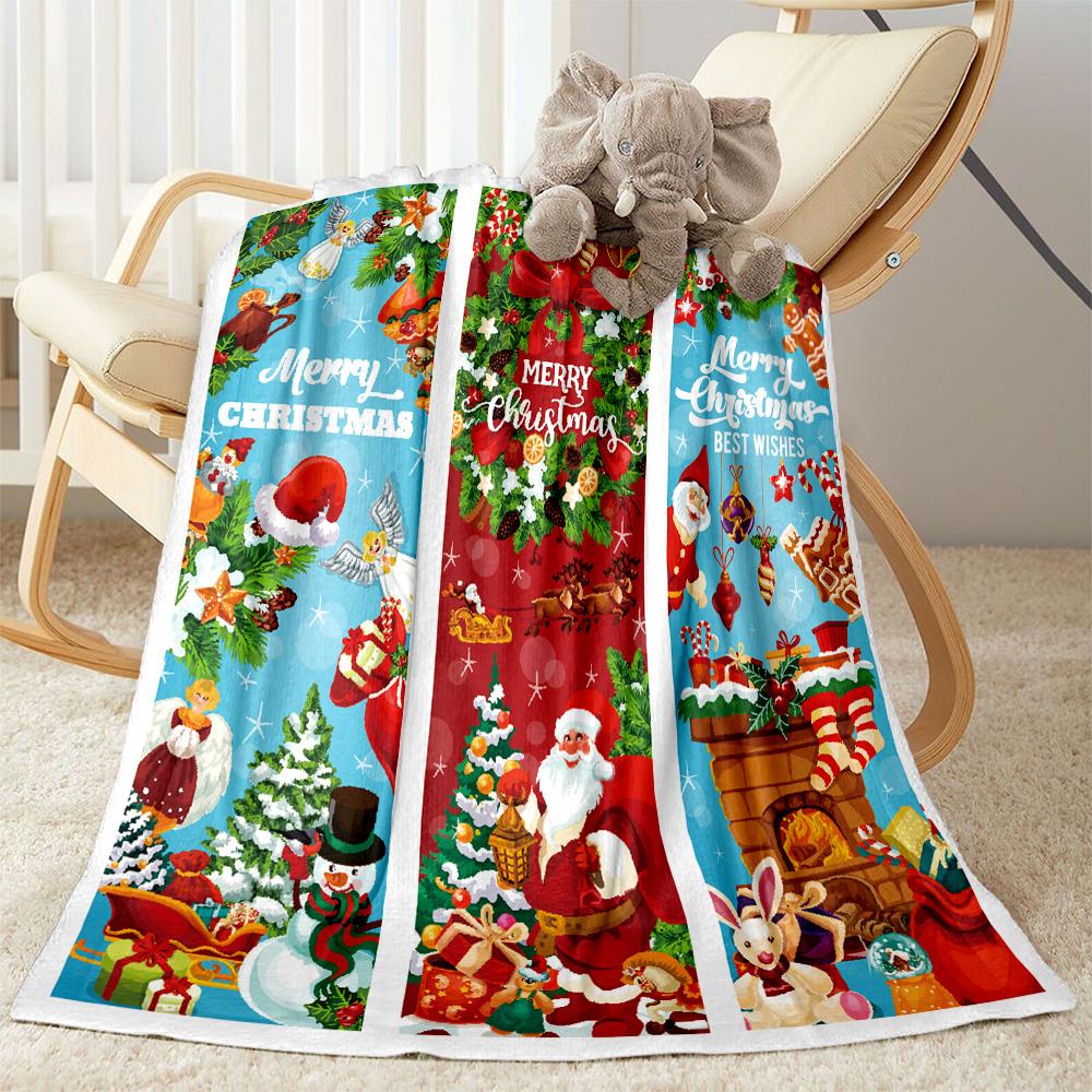 Merry Christmas Santa Claus Blankets are suitable for living rooms, bedrooms, camping, and other places, making them an ideal choice for gifts.