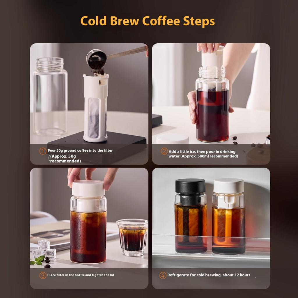 Gianxi Seal Cold Brew Kanne Kaffeetasse Tragbare Glastasse Cold Brew Wasserbecher Amerikanischer Sommer Cold Brew Becher