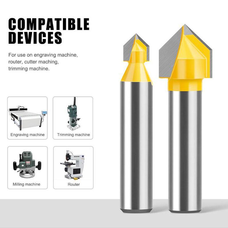 8mm Shank 90 Degree V Groove Template V-Groove V Grooving Router Bit Cleaning Flush Trim Corner Round Cove Box Bits Tools