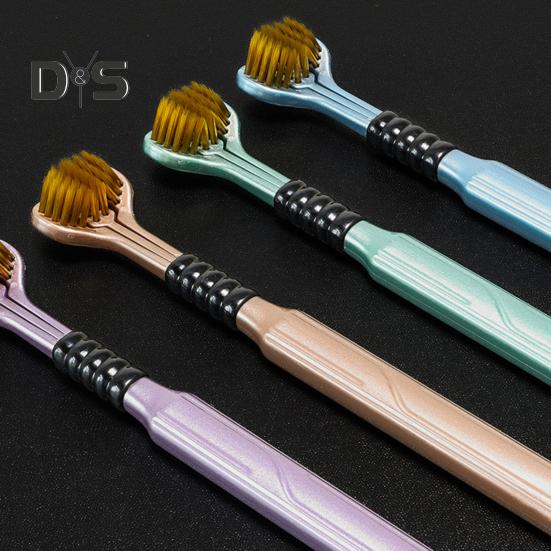 2Pcs Three-Sided Toothbrush Soft Bristles Ergonomic Handle Adult Toothbrush Portable Travel Companion Toothbrush