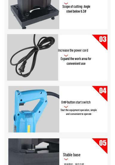 Portable Electric Hydraulic Multi-functional Angle Steel Processor: Punch, Cut, Bevel, and Round Angle Irons.