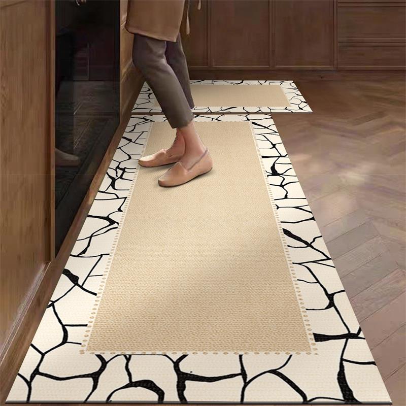 

Kitchen Rug Pvc Waterproof Leather Carpet Beige Long Floor Mat Non-Slip Oil-Proof Home Decoration Vinyl Rugs Alfombras De Cocina 1pc 50x80cm