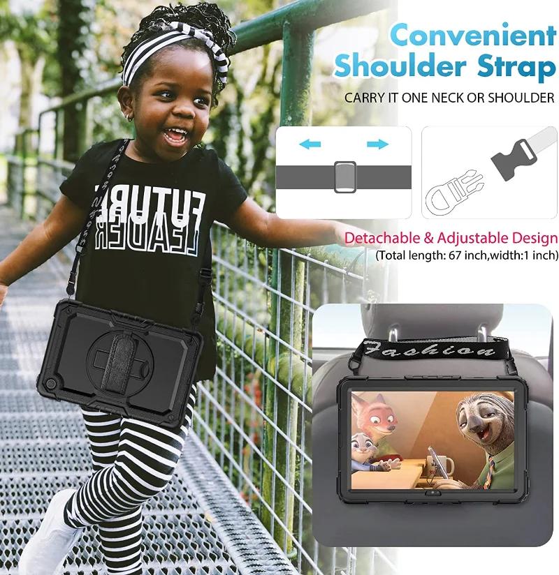 For Tab M11 M10 3rd TB328FU M10 Plus 3rd Gen 10.6 HD 2nd Gen TB-X306F 10.1 Kickstand Cover+Shoulder Strap Shockproof Case