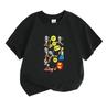Kids Boys Girls Casual Crew Neck Short Sleeve T-Shirt, 100% Cotton Cute Cartoon White Hair Character Graphic Print Tees, Comfortable Daily Play Wear