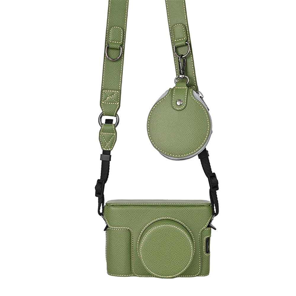 

Сумка-чохол для камери Fuji X100 VI з розкішної ПУ шкіри з принтом пальм, з отвором для батареї та ремінцем, міні-чохол