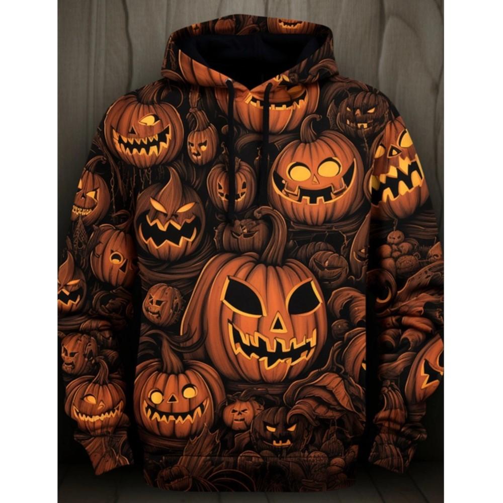 Full Print Pumpkin Graphic Halloween Hoodies For Men Women Fashion Oversized Pullovers Sweatshirts Clothes Tracksuit Sudaderas