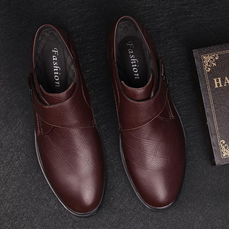 Winter Men Chelsea British Style Black Solid Boots  Derby Leather Fashion High Top Upscale Motorcycle Shoes