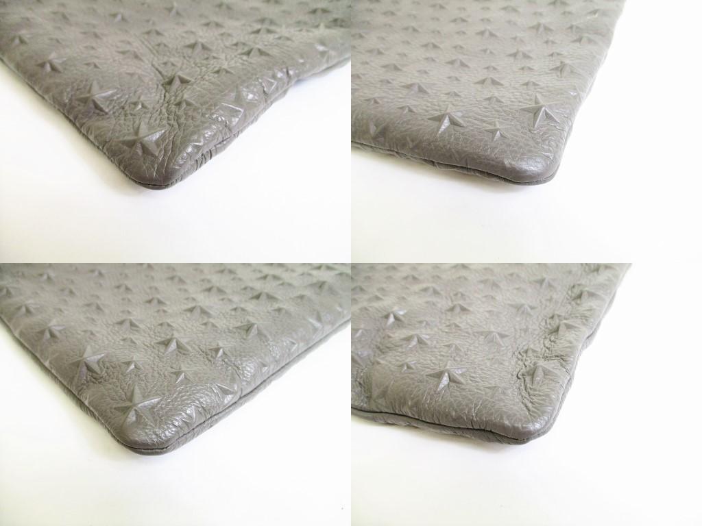 Authentische Jimmy Choo geprägte Sterne grau und schwarz Leder Clutch #8059 generalüberholt