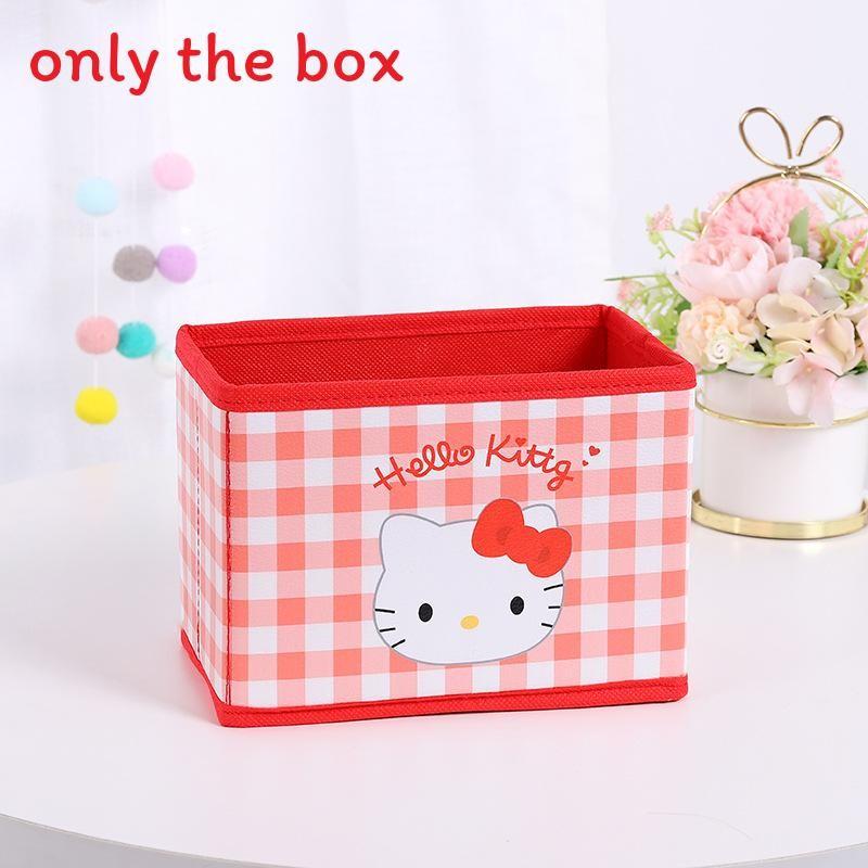 

Hello Kitty Kuromi Cinnamoroll Melody Grid Pattern Foldable Desktop Storage Box For Makeup And Stationery Checkered Kt