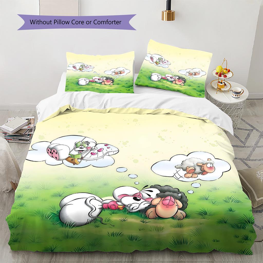 Diddl2 Pattern Bedding Quilt Set Home Decoration Gift (1 * duvet cover + 2 * pillowcase without core)