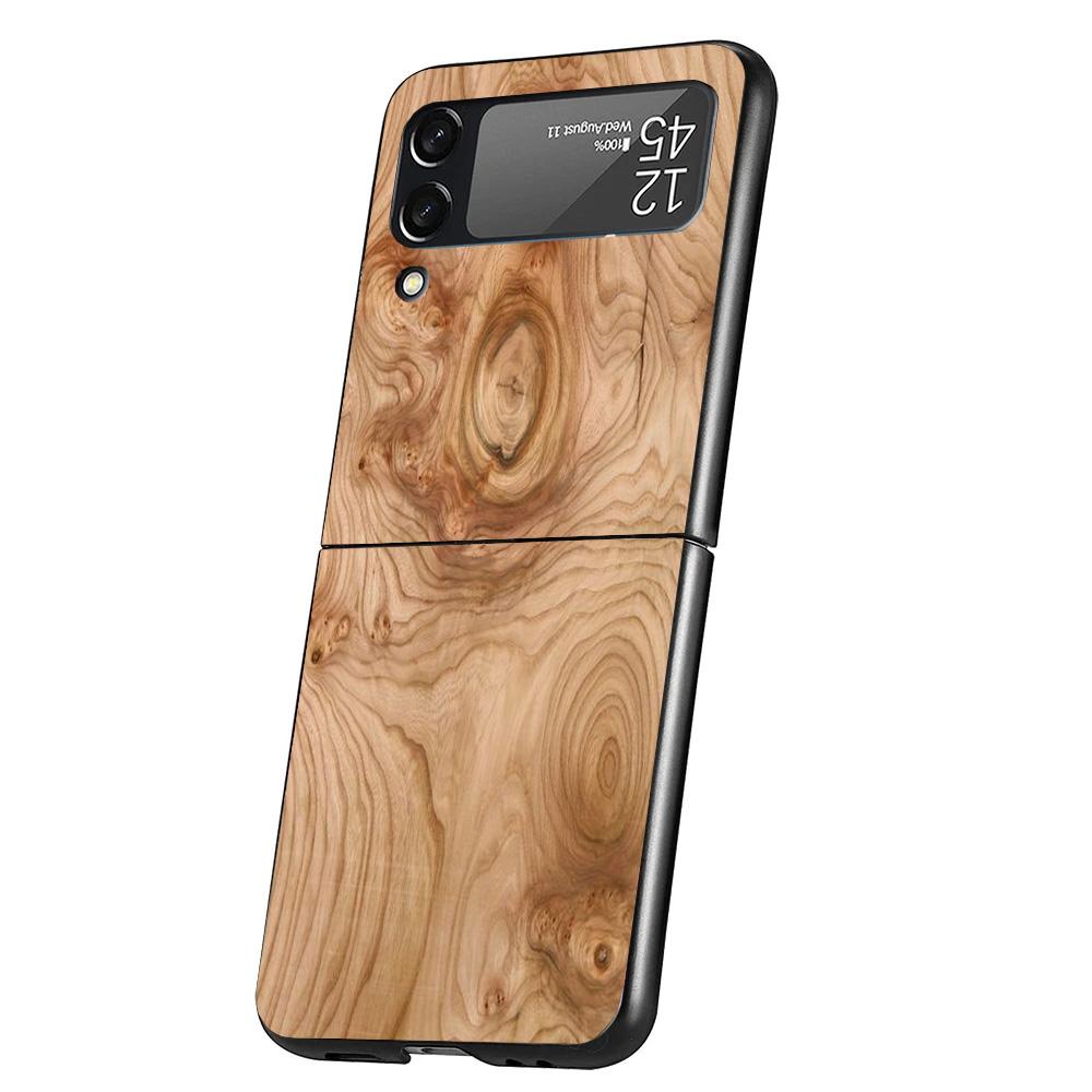 Wood Wooden Pattern Cover Phone Case For Samsung Galaxy Z Flip 7 6 5 4 3 5G Flip7 Flip6 Flip5 Flip4 Flip3 Black Fundas Shell Gal