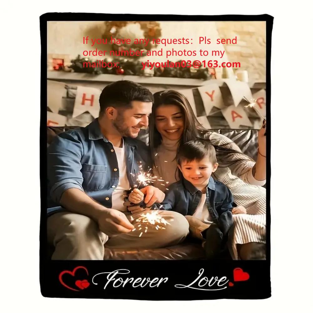 

1pc Custom Photo Flannel Blanket HD Personalized Throw for Family Parents Halloween Christmas Birthdays More Soft Warm 75x100cm (30x40inch)