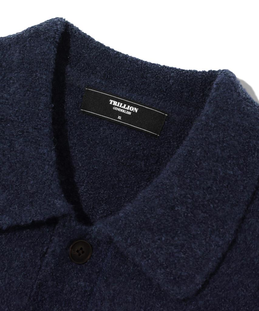 Trillion Wool Boucle Collar Cardigan Knit (Current Navy)