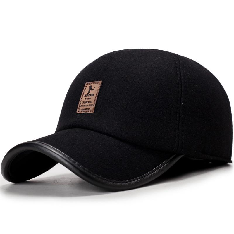 Men's Winter Wool Baseball Cap with Ear Protection