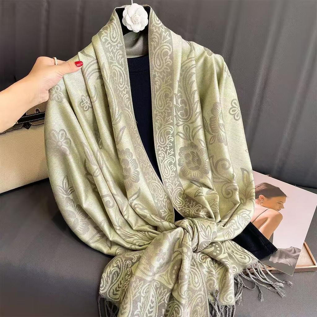 Classic Imitation Cashmere Four-Season Versatile Jacquard Cashew Fringed Scarf Long Scarf