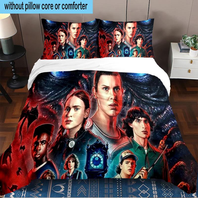 Stranger Eleven Upside Down 3PCS Bedding set,Ideal for1pc Duvet Cover And 2pcs Pillowcases Perfect for Christmas gift,Ideal for Bedroom, Dormitory