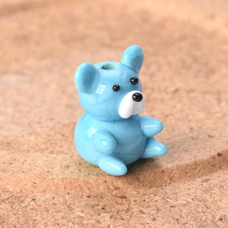 2pcs Bear 15x20mm Handmade Lampwork Glass Loose Beads for Jewelry Making Accessories DIY Crafts Findings