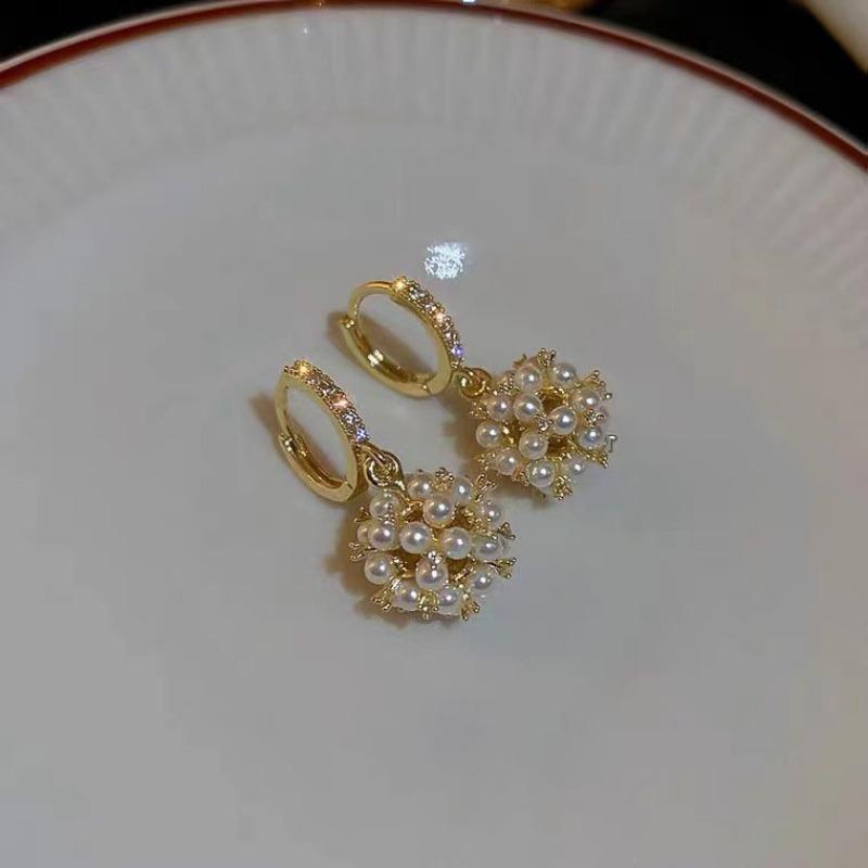 1pair Shiny Faux Pearl Zirconia Pendant Earrings For Teen Girls Exquisite Elegant Party Commemorative Gift