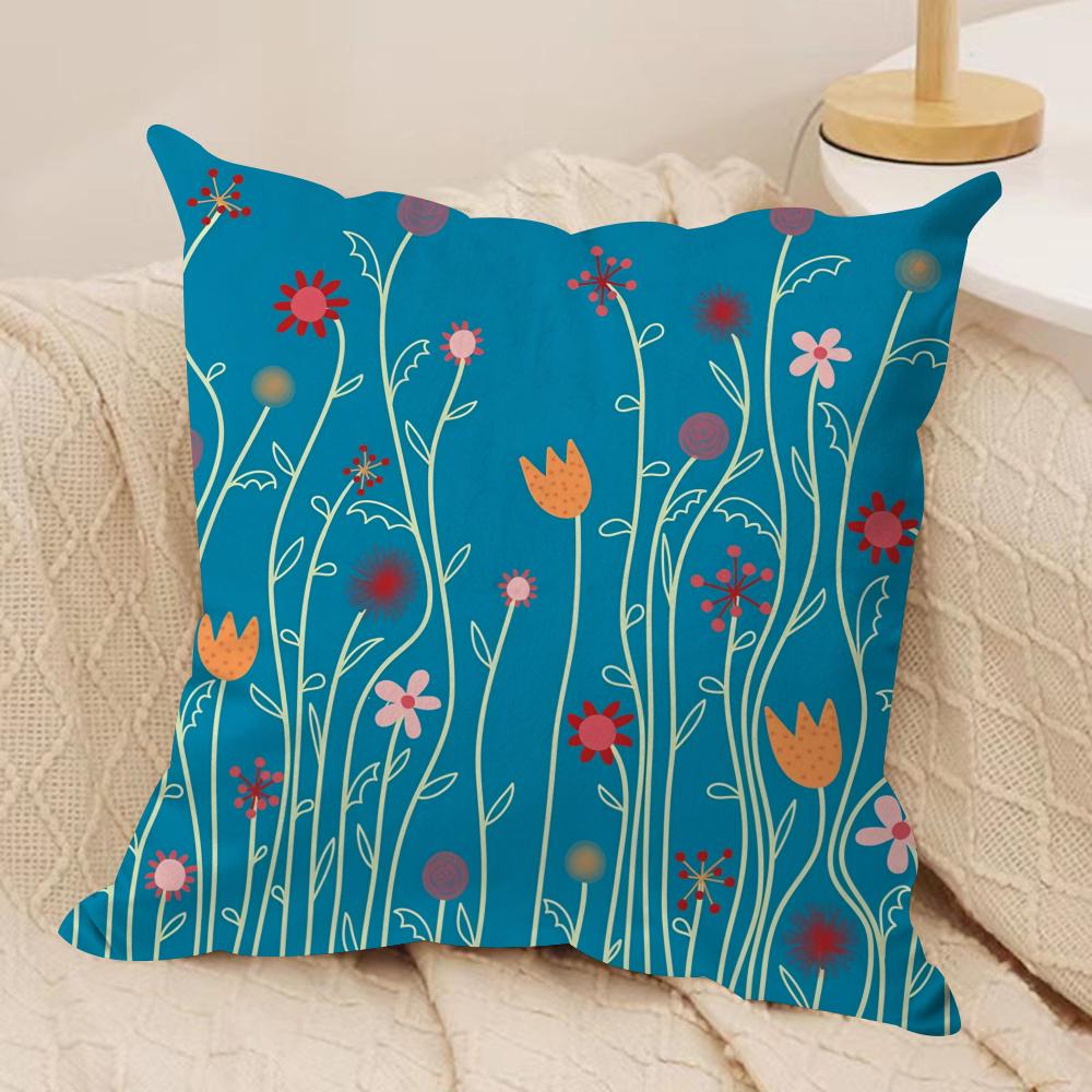 Spring Flowers Cushion Cover Short plush Doublesided Print Square Throw Pillow Covers Sofa Home Cushion Decor