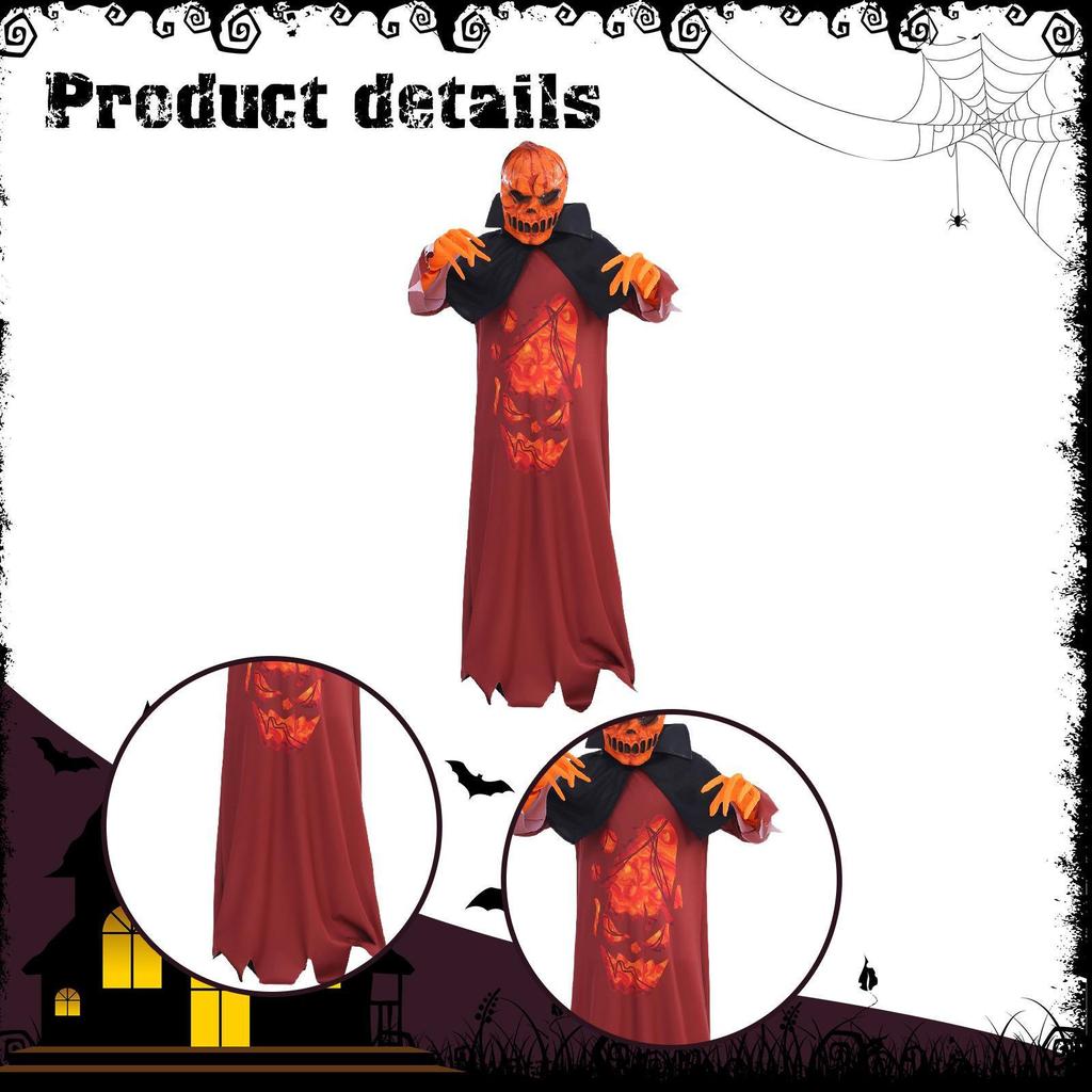 Kids Devil Pumpkin Halloween Costume Gloves for Stage Show Dress up