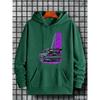 Men's Loose Racing Hooded Sweatshirt, Thick and Warm with A Hood, Featuring A Racing Pattern, Suitable for Daily Casual Wear.