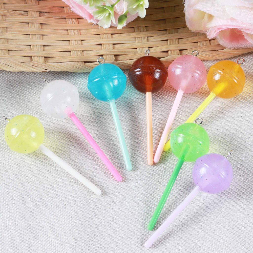 Clear Round Lollipop Resin Pendant Earrings and Keychain Accessories.