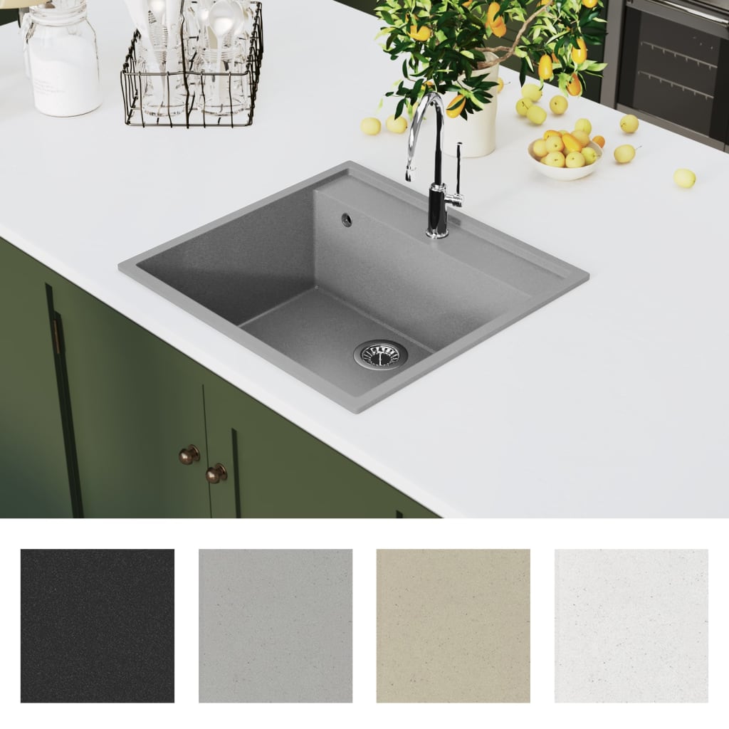 Kitchen Sink with Overflow Gray Granite