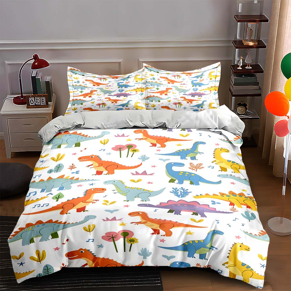 

Colorful dinosaur illustrations. Bedding Duvet cover sets Duvet covers Pillowcases gifts (1 * Duvet Cover 2 * Pillowcases, without duvet insert) 135x200cm