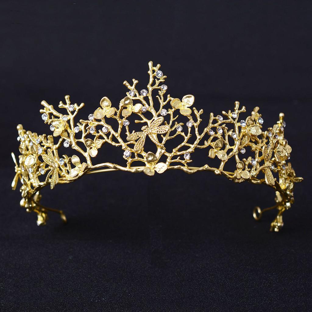 Forest style retro baroque crown exquisite flower bridal hair accessories alloy leaf headdress