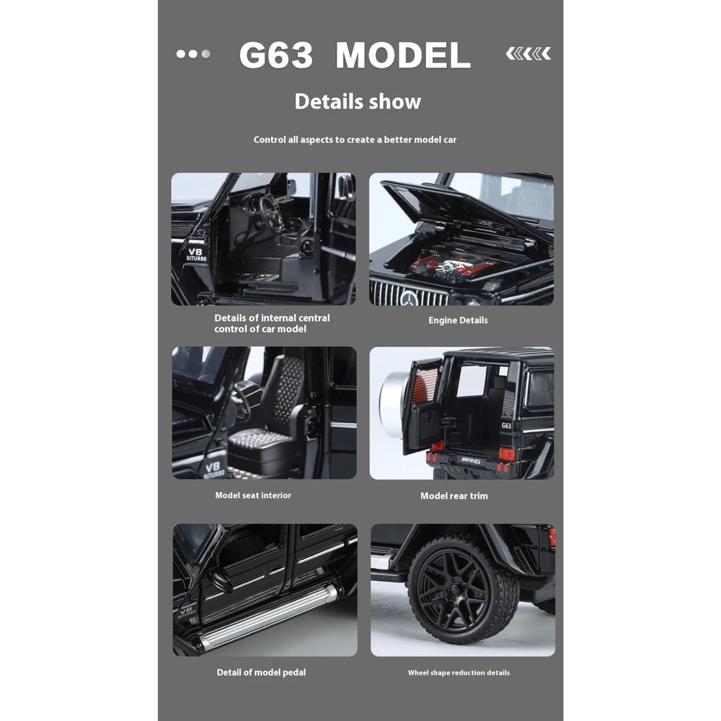 1/32 Scale Benz G63 Alloy Toy Car Model with Sound, Light and Spring-Back Action - Ideal Gift for Kids and Car Enthusiasts - Authentic