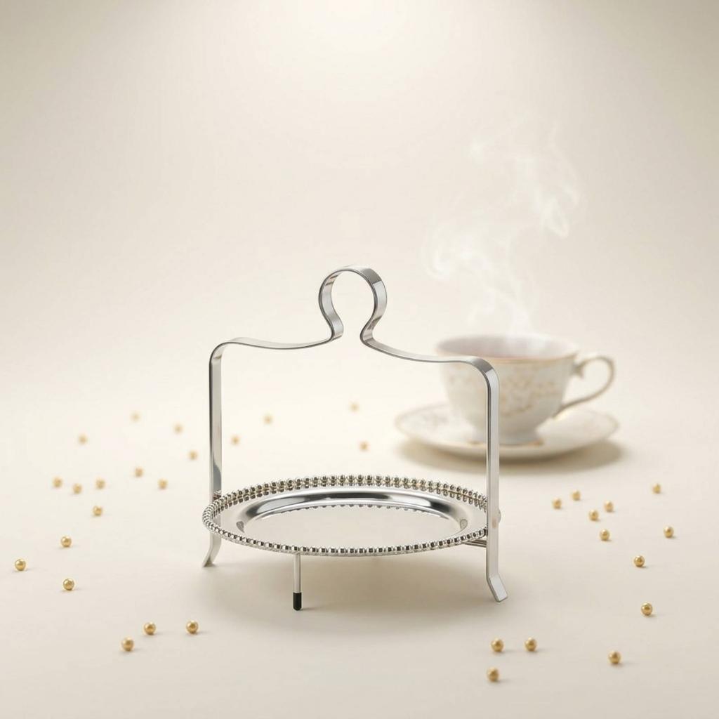 Dessert Stand with Handle Silver Stainless Steel Cake Stand Single Tier Dessert Riser Sturdy Easy to Clean for Bakers